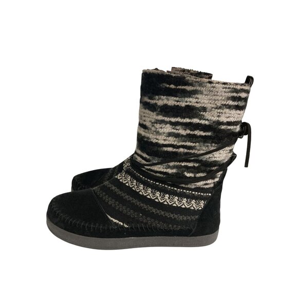 Toms Women's size 8 Black Gray Patterned Mid-Calf winter snow Boots - Picture 2 of 7